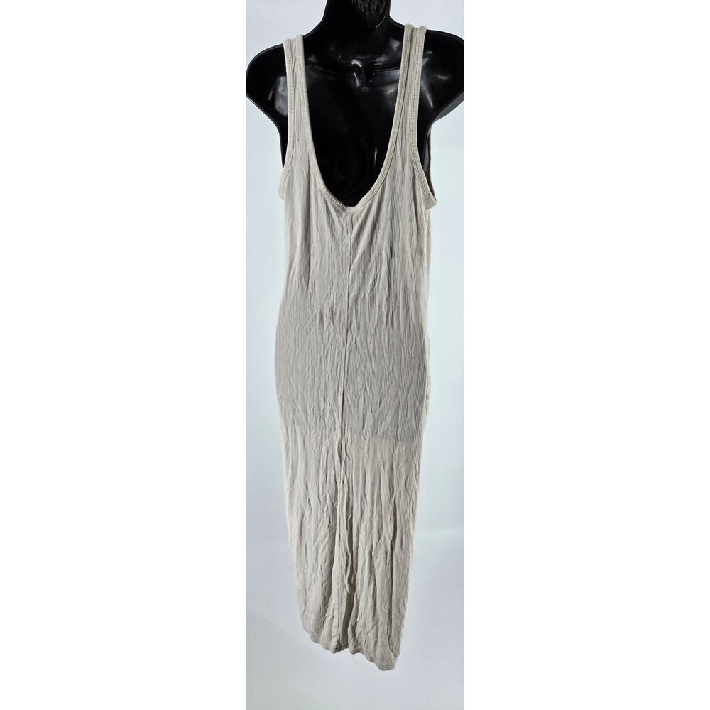 Old Navy Beige Sleeveless Ribbed Maxi Dress Slit Womens Large Vacation Casual - Picture 5 of 6